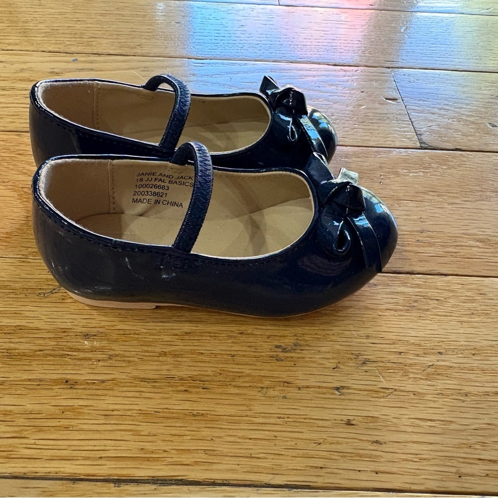 Navy Patent Shoes with Bow